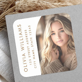 Adesivo Quadrado Endereço de retorno da graduação do formando branc