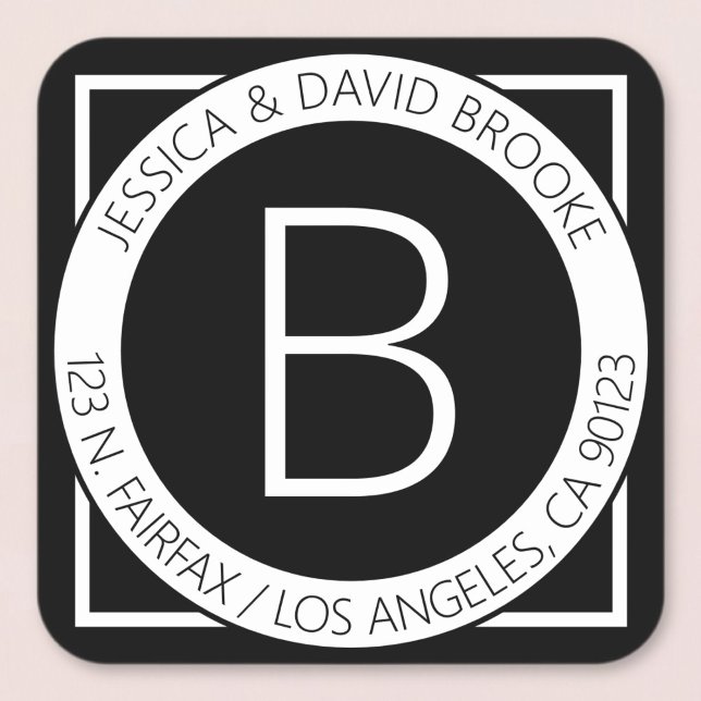 Adesivo Quadrado Endereço de retorno de aparência moderna ou tabela (Criador carregado)