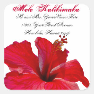 Adesivo Quadrado Endereço do remetente do Natal de Mele Kalikimaka