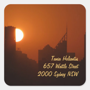 Adesivo Quadrado Endereço do rótulo da Sydney