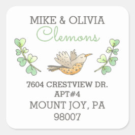 Adesivo Quadrado Endereço para devolução de pássaros