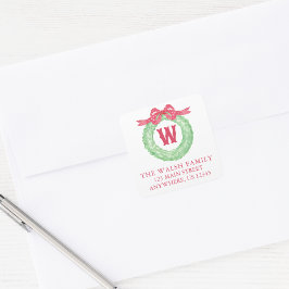 Adesivo Quadrado Endereço Wreath do Arco de Bolinhas de Aquarela