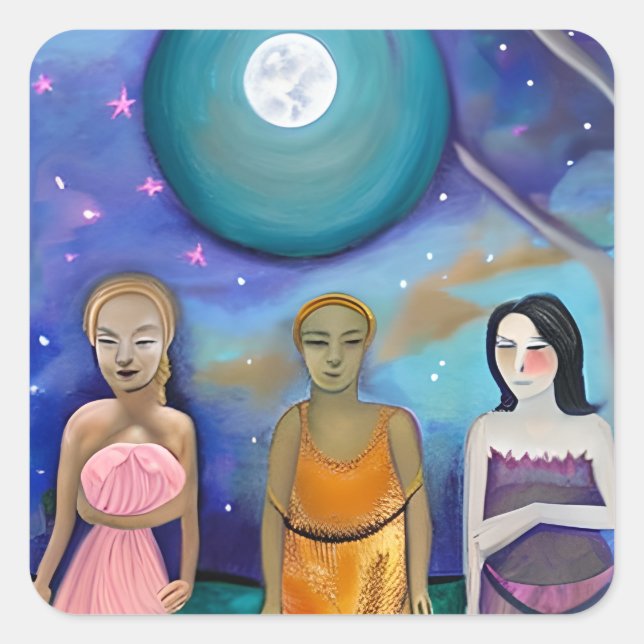 Adesivo Quadrado Energia da Lua | Trabalho de arte Celestial (Frente)