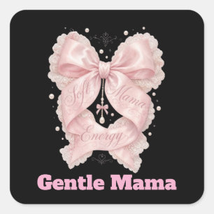 Adesivo Quadrado Energia de Mãe Suave Design de Laço Coquette Rosa
