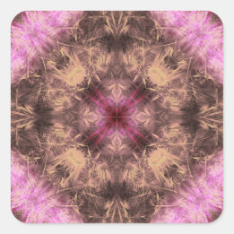 Adesivo Quadrado Energia Rosa Dourada Kaleidoscópio Arte Fractal