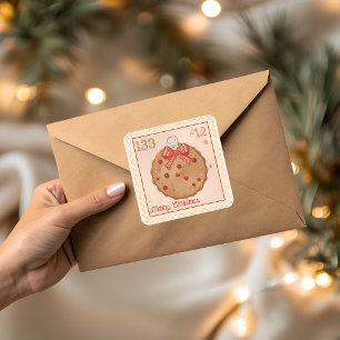 Adesivo Quadrado Enfeite de Biscoito de Natal Vintage