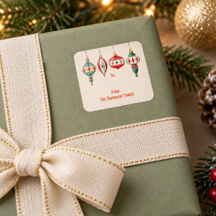 Adesivo Quadrado Enfeite de Natal Retro Personalizado Presente