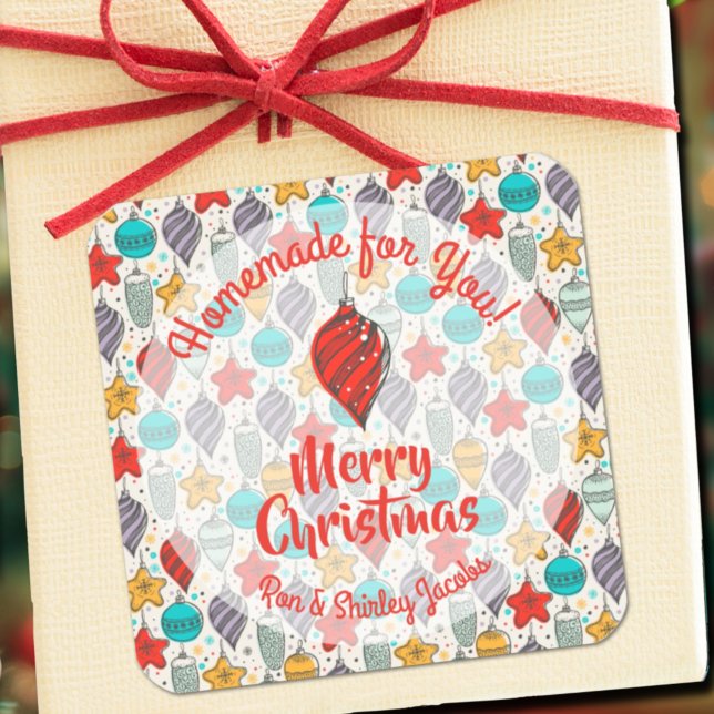 Adesivo Quadrado Enfeites Antigos Comida Caseira Natal Bolos (Criador carregado)