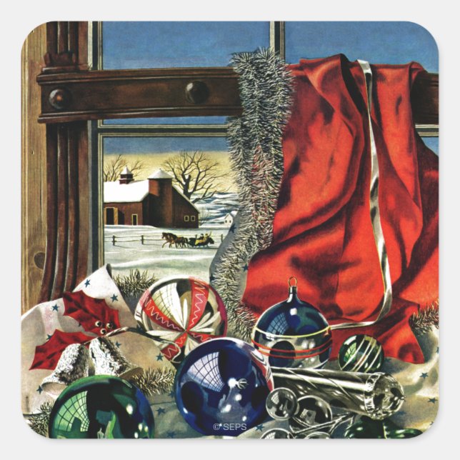 Adesivo Quadrado Enfeites de natal (Frente)