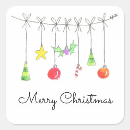 Adesivo Quadrado Enfeites de Natal Coloridos