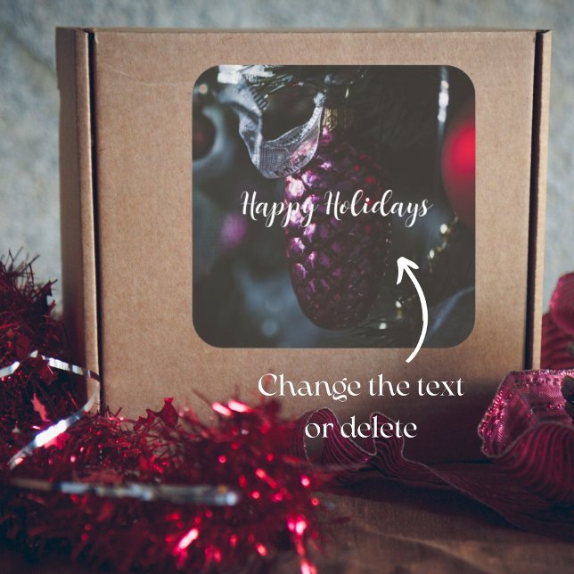 Adesivo Quadrado Enfeites de natal de glamour escuros (Criador carregado)