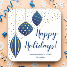 Enfeites de Natal em Azul e Dourado e Pontos de Fe