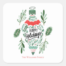 Adesivo Quadrado Enfeites de natal Feliz de Férias