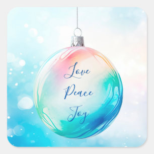 Adesivo Quadrado enfeites de natal "Love Peace Joy"