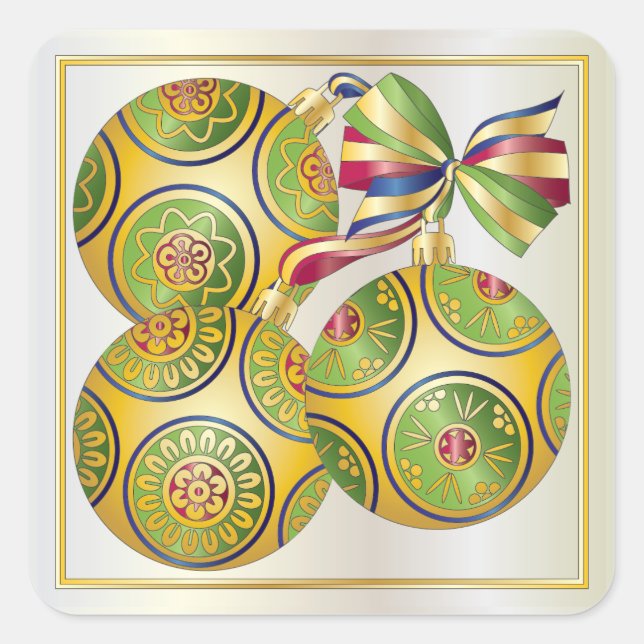 Adesivo Quadrado Enfeites de natal Mah Jongg (Frente)