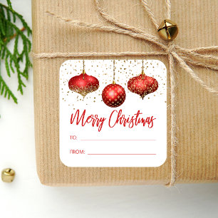 Adesivo Quadrado Enfeites Dourados Vermelhos Glam Feliz Natal Para