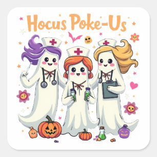 Adesivo Quadrado Enfermagem de Spoke, Fantasma de Halloween Spooky