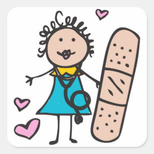 Adesivo Quadrado Enfermeira