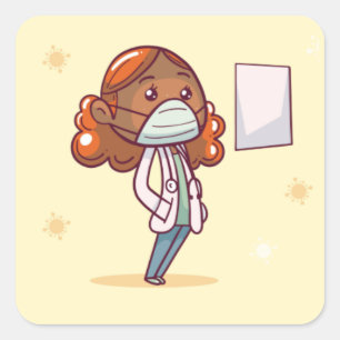 Adesivo Quadrado Enfermeira