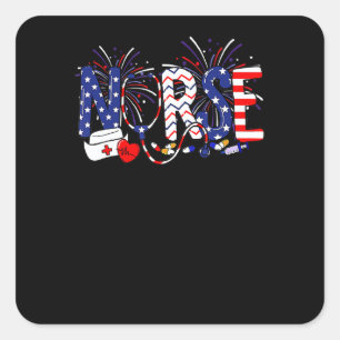 Adesivo Quadrado Enfermeira Americana Bandeira Dos EUA Vida De Enfe