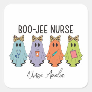 Adesivo Quadrado Enfermeira Boo-Jee Halloween Fantasma Nome Persona