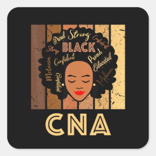 Adesivo Quadrado Enfermeira Cna Negra Forte Mulheres Afro Americana