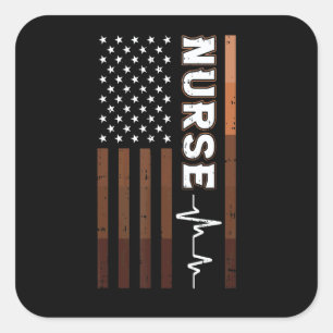 Adesivo Quadrado Enfermeira da Bandeira Americana História Negra BL