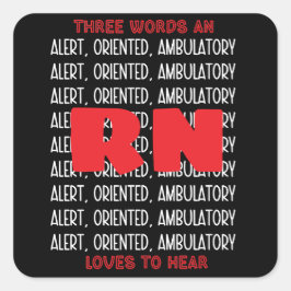 Adesivo Quadrado Enfermeira Engraçada Adora, Orientada, Escuridão A