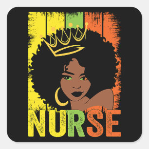 Adesivo Quadrado Enfermeira Mulher Negra Afro Melanina Vintage Hist