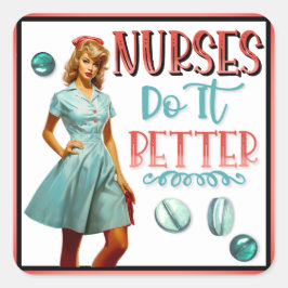 Adesivo Quadrado Enfermeira Nostálgica Bonita Enfermeira Pinup Faz