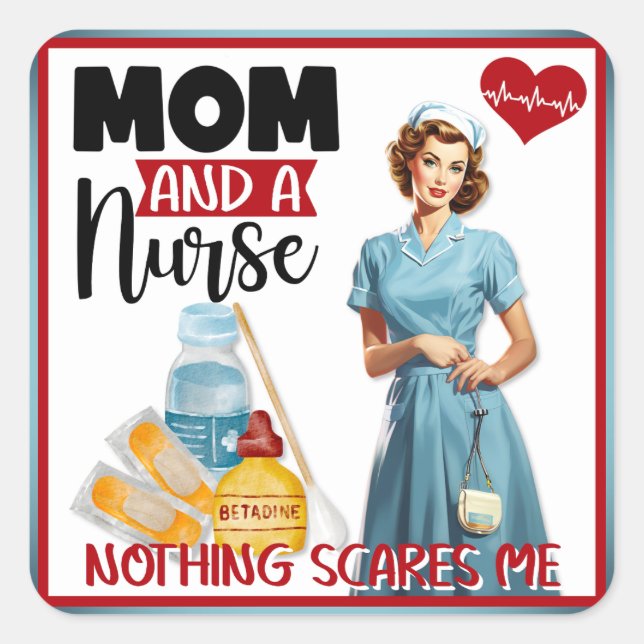 Adesivo Quadrado Enfermeira Nostálgica e Bonita Aperte Mãe e Enferm (Frente)