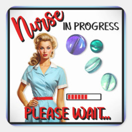 Adesivo Quadrado Enfermeira Nostálgica Enfermeira Em Andamento