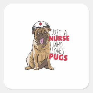 Adesivo Quadrado Enfermeira Pug