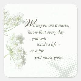 Adesivo Quadrado Enfermeira toca vida com flores selvagens