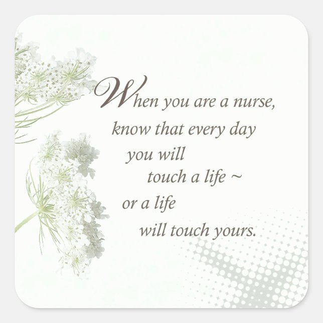 Adesivo Quadrado Enfermeira toca vida com flores selvagens (Frente)