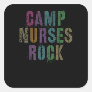 Adesivo Quadrado Enfermeiras de Acampamento Rocks  Equipe Médica de