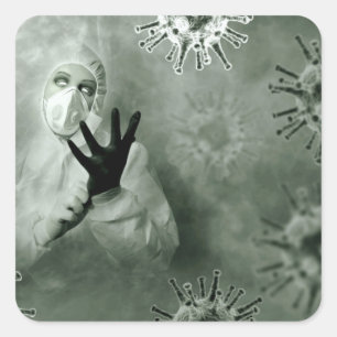 Adesivo Quadrado Enfermeiro de Coronavírus