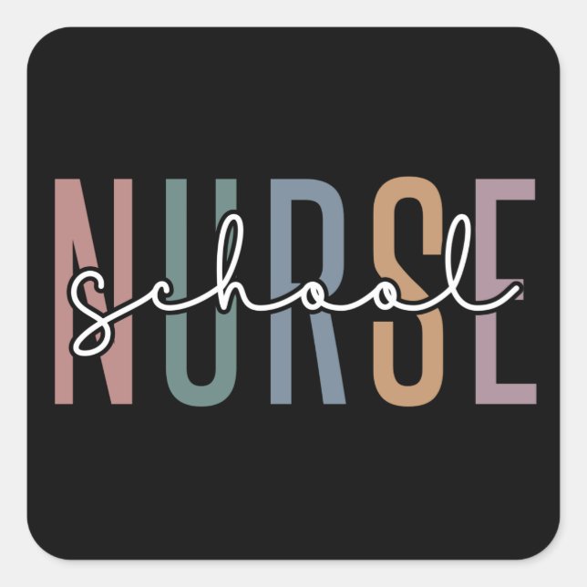 Adesivo Quadrado Enfermeiro escolar | Enfermeiro escolar RN present (Frente)