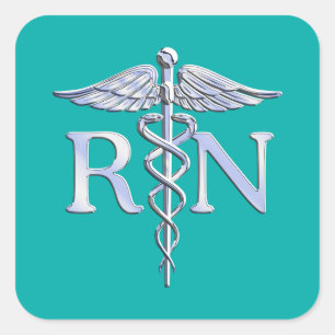 Adesivo Quadrado Enfermeiro Na moda de Núcleo Registrado em Turquoi