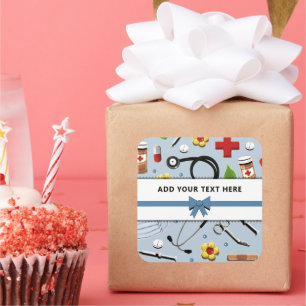 Adesivo Quadrado Enfermeiro ou Doutor Personalizado Praça-Praça