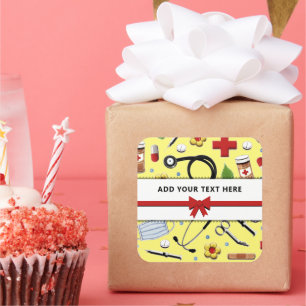 Adesivo Quadrado Enfermeiro ou Doutor Personalizado Praça-Praça