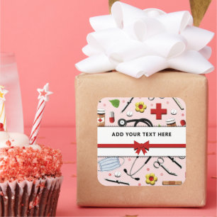 Adesivo Quadrado Enfermeiro ou Doutor Personalizado Praça-Praça