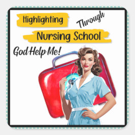 Adesivo Quadrado Enfermeiro Retroativo Pinup_ Nursing Notas