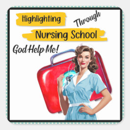 Adesivo Quadrado Enfermeiro Retroativo Pinup_ Nursing Notas
