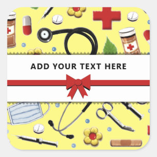 Adesivo Quadrado Enfermeiro - Vinheta Quadrada Personalizada