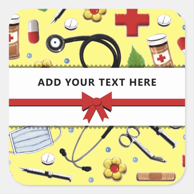 Adesivo Quadrado Enfermeiro - Vinheta Quadrada Personalizada (Frente)