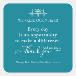Adesivo Quadrado Enfermeiros - Semana de Apreciação Símbolo de Saúd