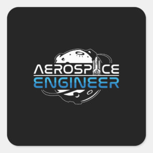Adesivo Quadrado Engenharia de Espaço de Foguete de Engenheiro Aero
