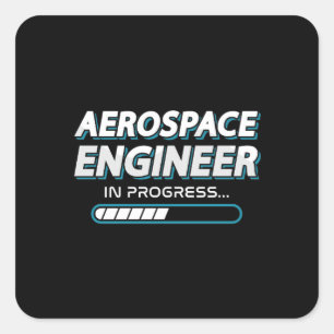 Adesivo Quadrado Engenheiro Aeroespacial Em Andamento No Espaço De