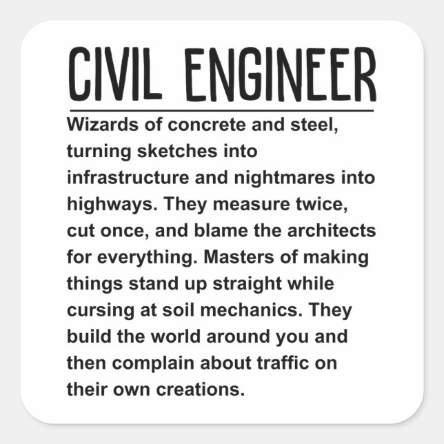 Adesivo Quadrado Engenheiro Civil (Frente)